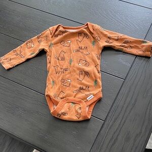 Orange Fox Print Baby One Piece
